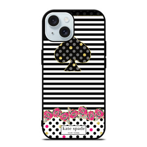 KATE SPADE NEW YORK LOGO STRIPES POLKADOTS iPhone 15 Case Cover