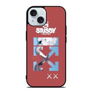 OFF WHITE STUSSY KAWS LOGO iPhone 15 Case Cover
