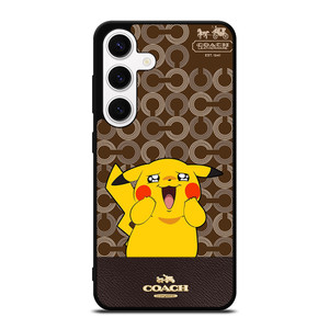 COACH NEW YORK LOGO BRWON EMBLEM X PIKACHU POKEMON Samsung Galaxy S24 Case Cover