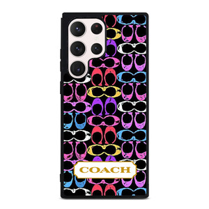 COACH NEW YORK COLORFULL BLACK PATTERN EMBLEM Samsung Galaxy S23 Ultra Case Cover