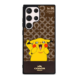 COACH NEW YORK LOGO BRWON EMBLEM X PIKACHU POKEMON Samsung Galaxy S23 Ultra Case Cover