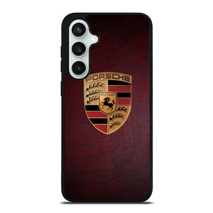 PORSCHE CAR LOGO ON RED LEATHER Samsung Galaxy S23 FE Case Cover