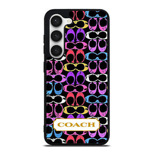 COACH NEW YORK COLORFULL BLACK PATTERN EMBLEM Samsung Galaxy S23 Case Cover