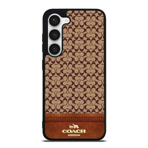 COACH NEW YORK LOGO BROWN LEATHER Samsung Galaxy S23 Case Cover