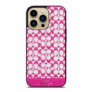 COACH NEW YORK LOGO PATTERN PINK EMBLEM iPhone 14 Pro Max Case Cover