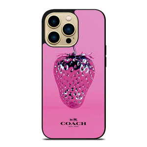 COACH NEW YORK LOGO SILVER STRAWBERRY ICON iPhone 14 Pro Max Case Cover
