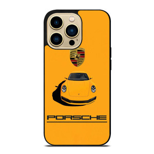 PORSCHE CAR LOGO YELLOW iPhone 14 Pro Max Case Cover