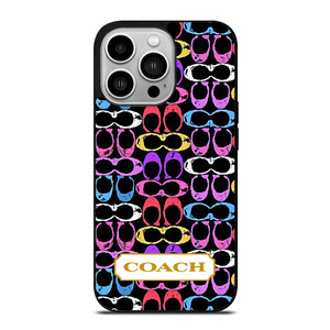 COACH NEW YORK COLORFULL BLACK PATTERN EMBLEM iPhone 14 Pro Case Cover