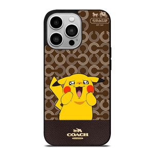 COACH NEW YORK LOGO BRWON EMBLEM X PIKACHU POKEMON iPhone 14 Pro Case Cover