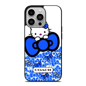 COACH NEW YORK LOGO HELLO KITTY BLUE TIE BOW iPhone 14 Pro Case Cover