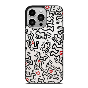 KEITH HARING ART HEART FIGURES iPhone 14 Pro Case Cover