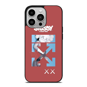 OFF WHITE STUSSY KAWS LOGO iPhone 14 Pro Case Cover