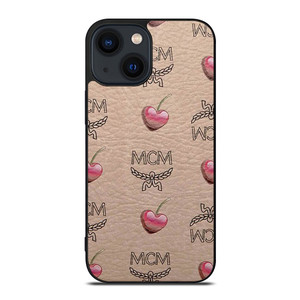 MCM LOVE CHERRIES BROWN LEATHER iPhone 14 Plus Case Cover