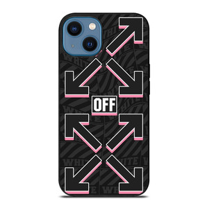 OFF WHITE LOGO BLACK PINK iPhone 14 Case Cover