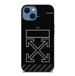 OFF WHITE LOGO TIME DATE CARBON iPhone 14 Case Cover
