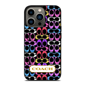 COACH NEW YORK COLORFULL BLACK PATTERN EMBLEM iPhone 13 Pro Case Cover