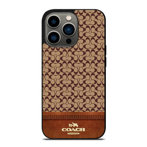 COACH NEW YORK LOGO BROWN LEATHER iPhone 13 Pro Case Cover