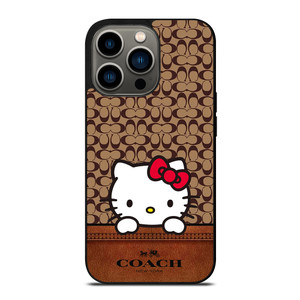 COACH NEW YORK LOGO HELLO KITTY BROWN iPhone 13 Pro Case Cover