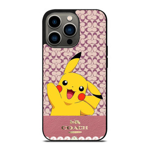 COACH NEW YORK LOGO PINK X PIKACHU POKEMON iPhone 13 Pro Case Cover