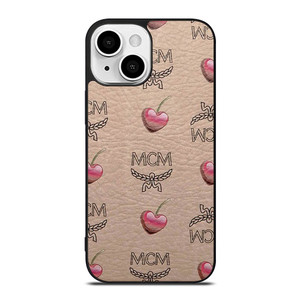 MCM LOVE CHERRIES BROWN LEATHER iPhone 13 Mini Case Cover