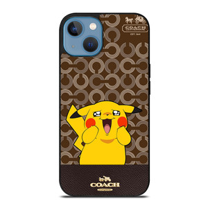 COACH NEW YORK LOGO BRWON EMBLEM X PIKACHU POKEMON iPhone 13 Case Cover