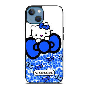 COACH NEW YORK LOGO HELLO KITTY BLUE TIE BOW iPhone 13 Case Cover COACH NEW YORK LOGO HELLO KITTY BLUE TIE BOW iPhone 13 Case Cover