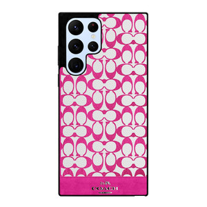 COACH NEW YORK LOGO PATTERN PINK EMBLEM Samsung Galaxy S22 Ultra Case Cover