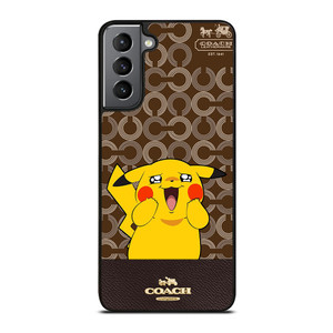 COACH NEW YORK LOGO BRWON EMBLEM X PIKACHU POKEMON Samsung Galaxy S21 Plus Case Cover