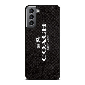 COACH NEW YORK LOGO ON BLACK FABRIC Samsung Galaxy S21 Plus Case Cover