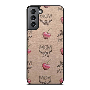 MCM LOVE CHERRIES BROWN LEATHER Samsung Galaxy S21 Plus Case Cover