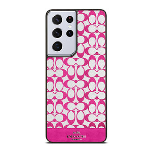 COACH NEW YORK LOGO PATTERN PINK EMBLEM Samsung Galaxy S21 Ultra Case Cover