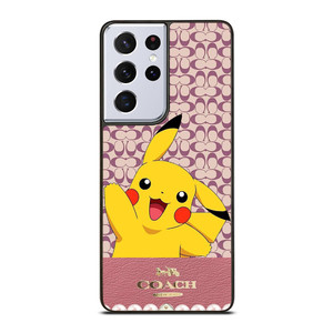 COACH NEW YORK LOGO PINK X PIKACHU POKEMON Samsung Galaxy S21 Ultra Case Cover