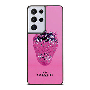 COACH NEW YORK LOGO SILVER STRAWBERRY ICON Samsung Galaxy S21 Ultra Case Cover