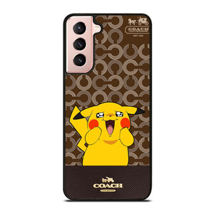 COACH NEW YORK LOGO BRWON EMBLEM X PIKACHU POKEMON Samsung Galaxy S21 Case Cover