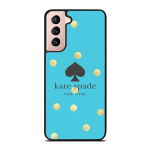KATE SPADE NEW YORK LOGO BLUE GOLDEN POLKADOTS Samsung Galaxy S21 Case Cover