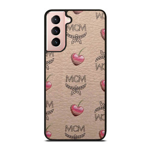 MCM LOVE CHERRIES BROWN LEATHER Samsung Galaxy S21 Case Cover
