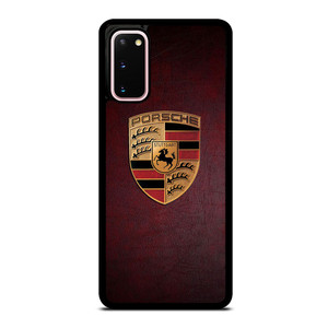 PORSCHE CAR LOGO ON RED LEATHER Samsung Galaxy S20 Case Cover