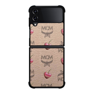 MCM LOVE CHERRIES BROWN LEATHER Samsung Galaxy Z Flip 4 Case Cover MCM LOVE CHERRIES BROWN LEATHER Samsung Galaxy Z Flip 4 Case Cover