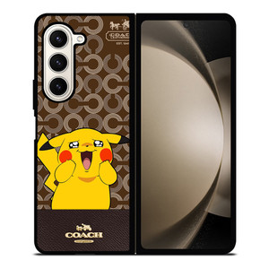 COACH NEW YORK LOGO BRWON EMBLEM X PIKACHU POKEMON Samsung Galaxy Z Fold 5 Case Cover