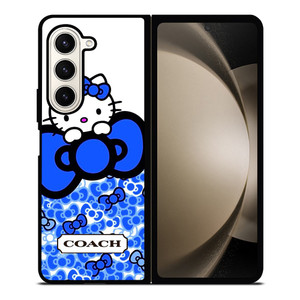 COACH NEW YORK LOGO HELLO KITTY BLUE TIE BOW Samsung Galaxy Z Fold 5 Case Cover
