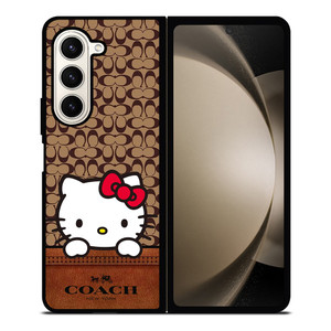 COACH NEW YORK LOGO HELLO KITTY BROWN Samsung Galaxy Z Fold 5 Case Cover