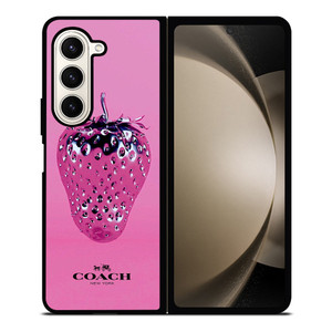 COACH NEW YORK LOGO SILVER STRAWBERRY ICON Samsung Galaxy Z Fold 5 Case Cover