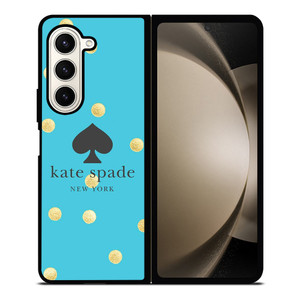 KATE SPADE NEW YORK LOGO BLUE GOLDEN POLKADOTS Samsung Galaxy Z Fold 5 Case Cover