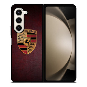 PORSCHE CAR LOGO ON RED LEATHER Samsung Galaxy Z Fold 5 Case Cover PORSCHE CAR LOGO ON RED LEATHER Samsung Galaxy Z Fold 5 Case Cover