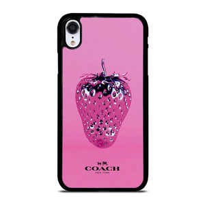 COACH NEW YORK LOGO SILVER STRAWBERRY ICON iPhone XR Case Cover