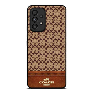 COACH NEW YORK LOGO BROWN LEATHER Samsung Galaxy A53 Case Cover