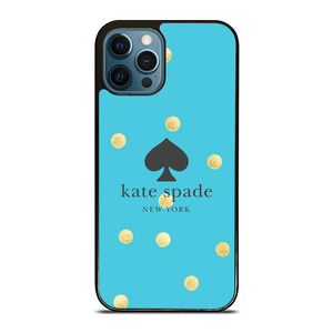KATE SPADE NEW YORK LOGO BLUE GOLDEN POLKADOTS iPhone 12 Pro Max Case Cover
