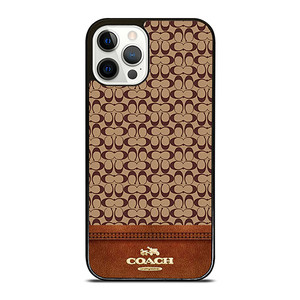 COACH NEW YORK LOGO BROWN LEATHER iPhone 12 Pro Case Cover