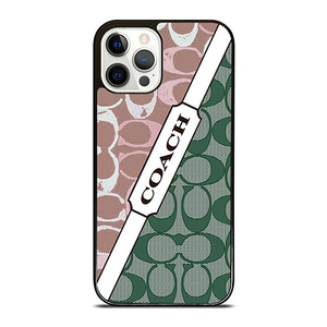 COACH NEW YORK LOGO PINK GREEN PATTERN ICON iPhone 12 Pro Case Cover