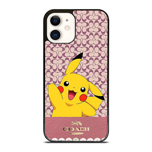 COACH NEW YORK LOGO PINK X PIKACHU POKEMON iPhone 12 Case Cover